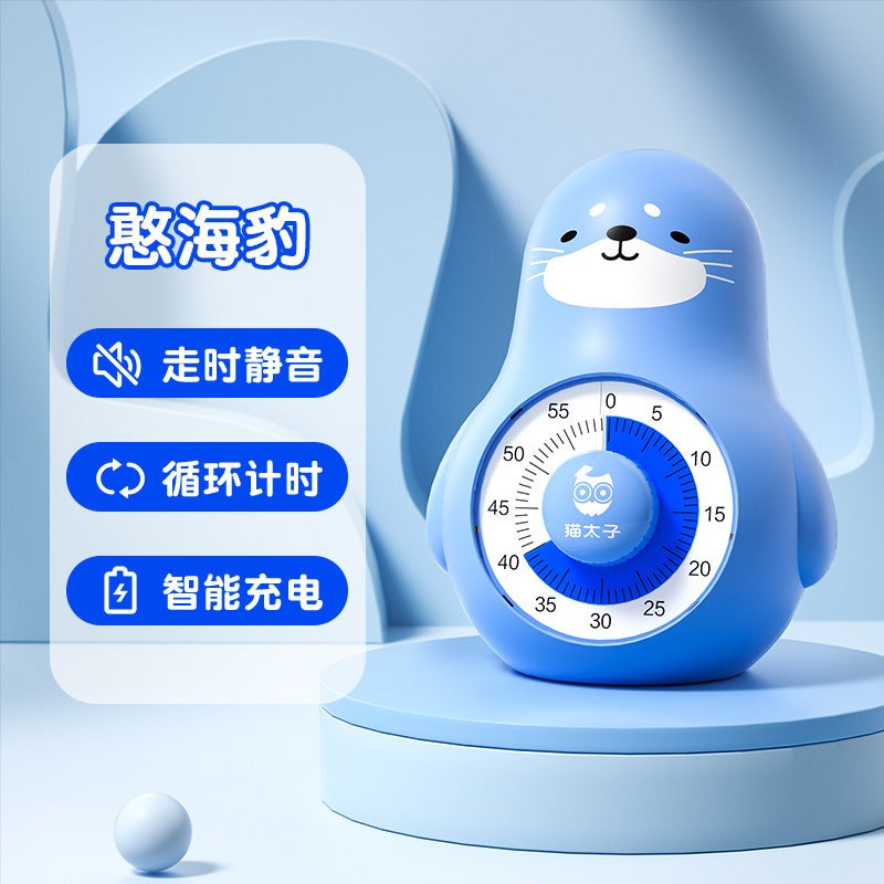 Cat Prince visual timer children learning electronic alarm clock self-discipline timing student self-study time manager Cartoon timer-Blue Seal