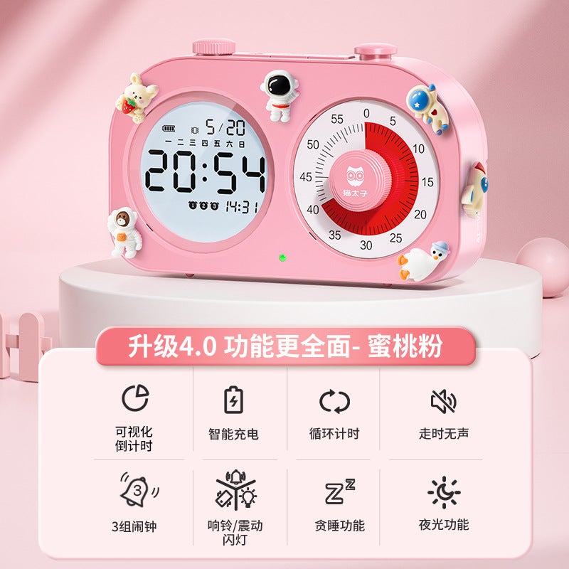 Kid-Friendly Visual Timer for Study and Self-Discipline Double screen timer-peach powder