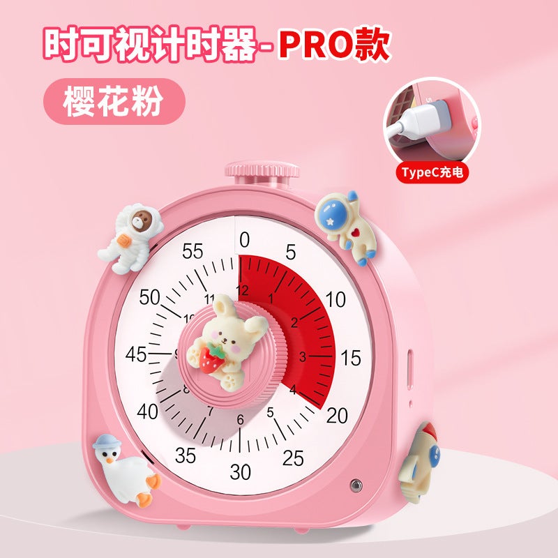 Cat Prince visual timer children learning electronic alarm clock self-discipline timing student self-study time manager Timer-Cherry Blossom powder