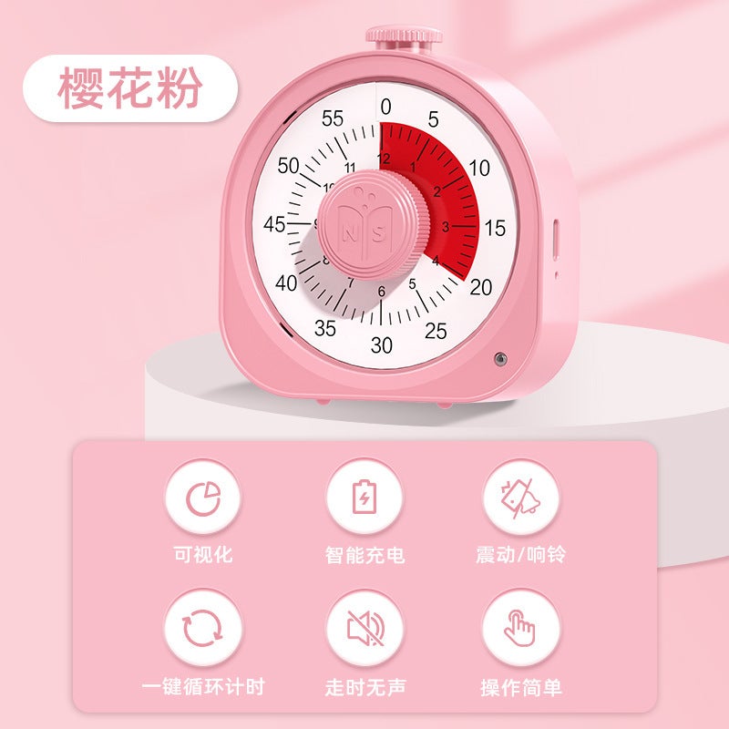 Nanguo Shuxiang Visual Timer Time Manager Children Countdown Student Self-discipline Small Alarm Clock Timing Charging Pro-Sakura Powder