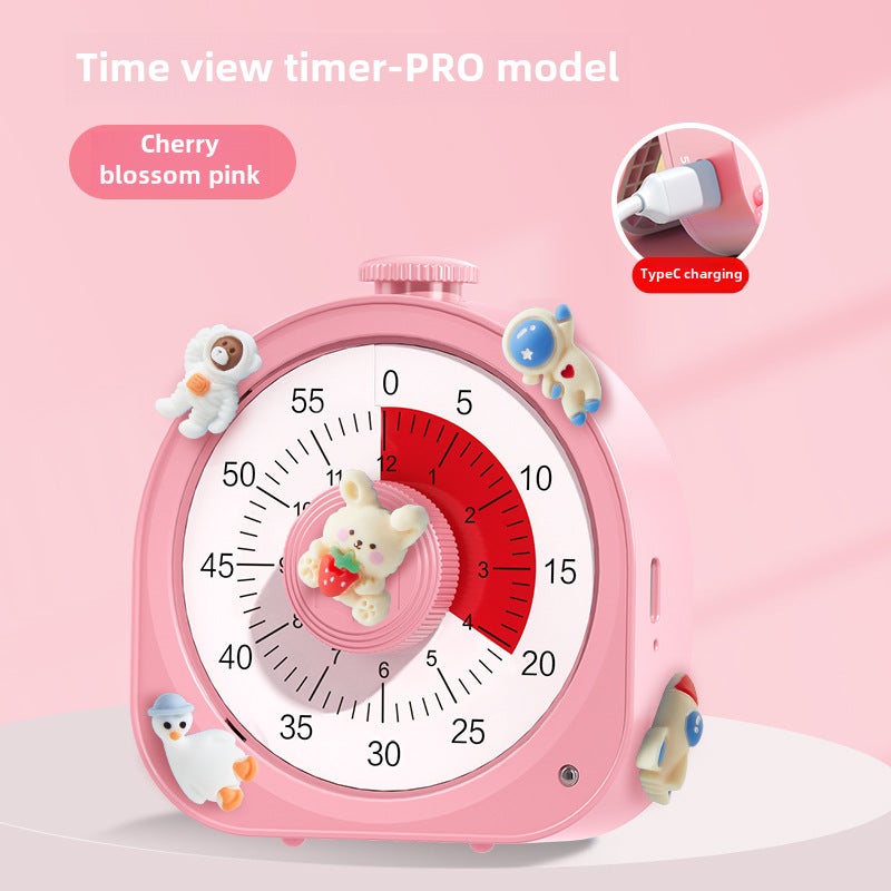 Childrens Study Timer Visual Learning Discipline Reminder Rechargeable pro-Sakura Powder (with 3D stickers)