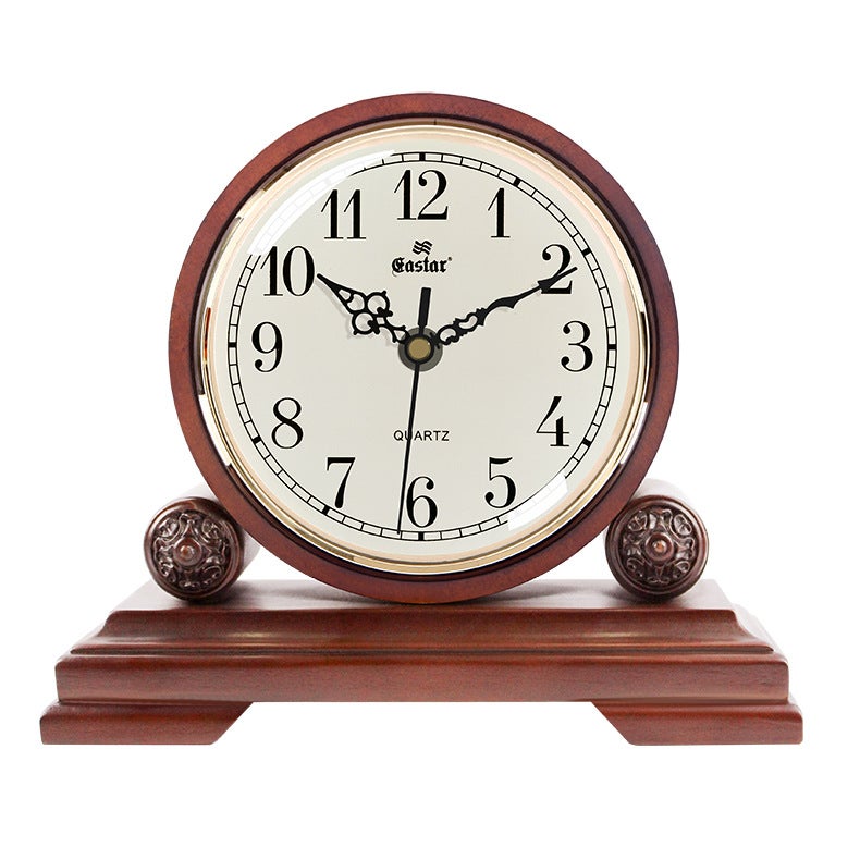 Vintage Wooden Mantel Clock Silent Bedroom CHESTNUT