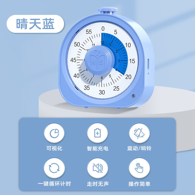 Visual Study Timer 60-Minute Focus Reminder for Students charging model pro-sunny blue