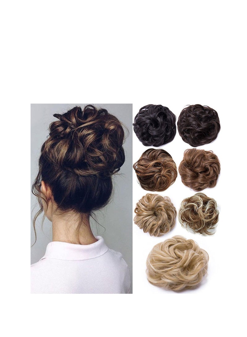 Messy Hair Scrunchies Hair Bun Extensions Curly Wavy Hair Pieces For Women Updo Ponytail Hair Extensions Hair Donut Hair Chignons Hair Accessories - Dark Brown