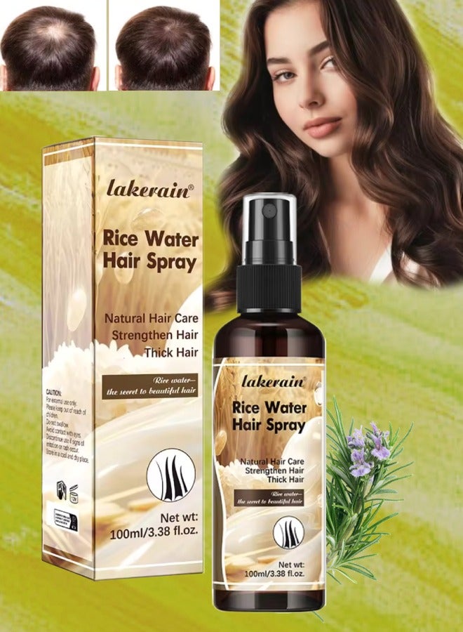 100ml Rice Water Hair Spray for Hair growth Strengthen Thicken Hair Promote Hair Growth with Rice Water Keratin and Rosemary Rice Water Hair Oil Serum Spray for Dry Damaged Hair Rice Water Hair Serum