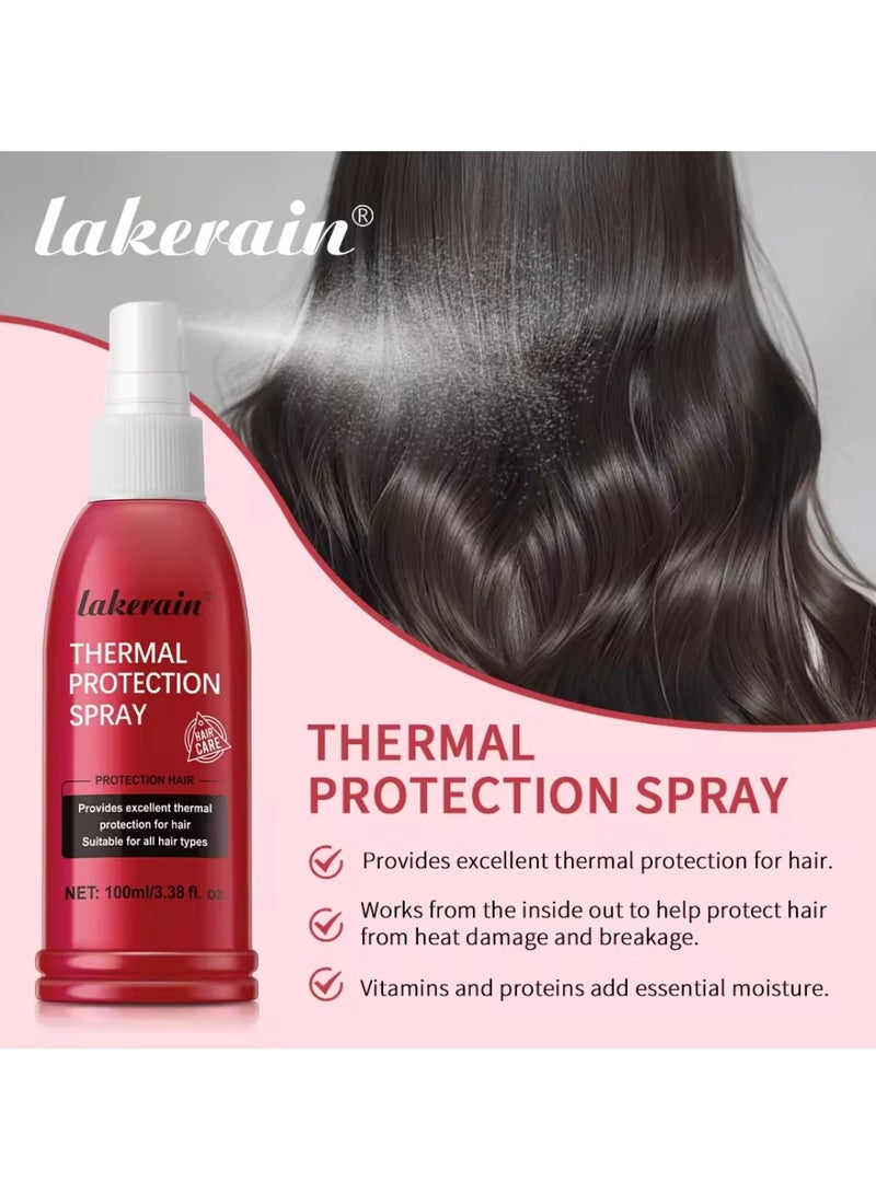 100ml Thermal Protection Spray for Hair Leave in Essential Oil Heat Protection Spray Reduce Frizz Hydrate Smooth Hair Natural Heat Protection for Curling Perming Blow Dry Straightening Heat Protection Hair Spray