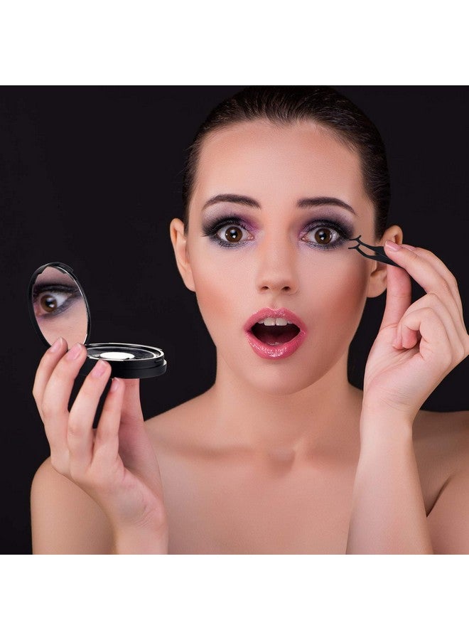 6 Pieces Eyelash Packaging Circle Box With Mirror Eyelash Storage Box Empty Lash Case With Lash Holder For Women Girls (Matte Black)