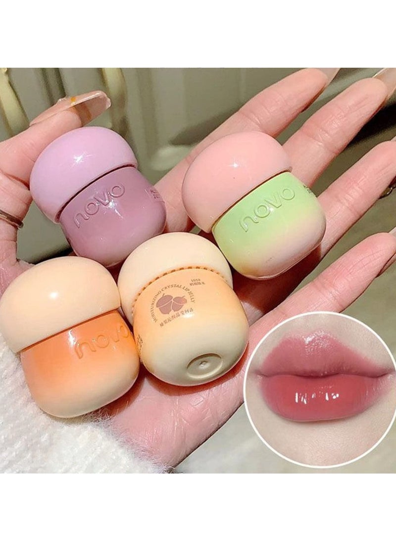 SYOSI 4 Pcs Lip Gloss Set, Plumping Lip Glow Oil, Hydrating Mirror Lip Gloss, Long Lasting Hydrating Plumping Lip Gloss Set, Shimmer Tinted Lip Oil Lip Balm