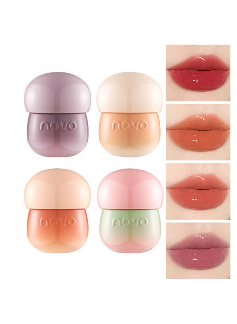 SYOSI 4 Pcs Lip Gloss Set, Plumping Lip Glow Oil, Hydrating Mirror Lip Gloss, Long Lasting Hydrating Plumping Lip Gloss Set, Shimmer Tinted Lip Oil Lip Balm