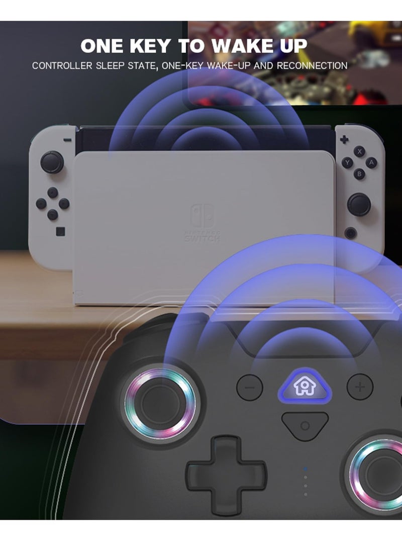 Wireless Gamepad Controllers for Switch Pro, Lite, OLED, and PC , One,Key Pairing, RGB Lighting, Turbo Function, Wake,Up, NFC, Motion Control, Vibration