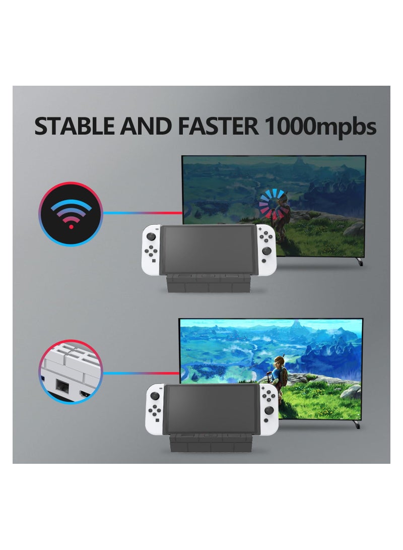 Switch Dock with LAN Adapter for Switch/Switch OLED - Portable Multi-Port Design, Perfectly Crafted for Enhanced Gaming Experience on Switch and Switch OLED.