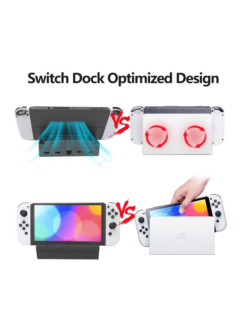 Switch Dock with LAN Adapter for Switch/Switch OLED - Portable Multi-Port Design, Perfectly Crafted for Enhanced Gaming Experience on Switch and Switch OLED.