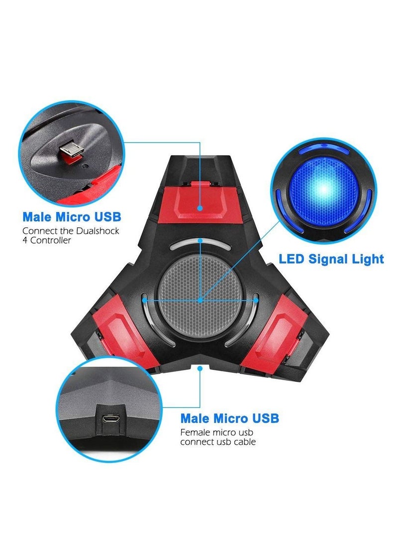 For Sony PS4 Controller - Triangle 3 Ports Charger Charging Dock Station with LED Light