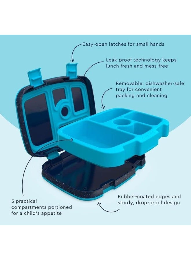 Kids 5-Compartment Lunch Box - Confetti Design for School, Ideal for Ages 3-7, Leak-Proof, Drop-Proof, Dishwasher Safe,  Made with BPA-Free Materials