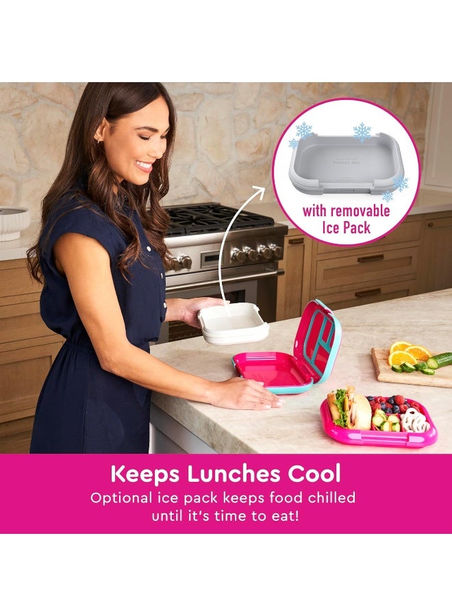 Kids Chill Lunch Box - Bento-Style Lunch Solution with 4 Compartments and Removable Ice Pack for Meals and Snacks On-the-Go - Leak-Proof, Dishwasher Safe, Patented Design