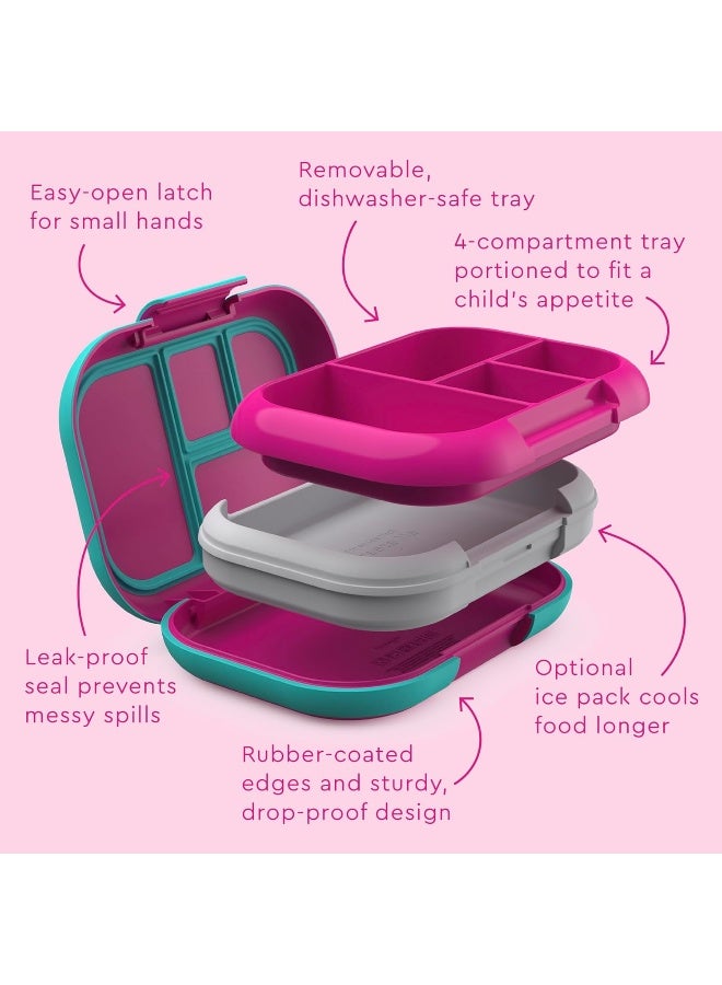 Kids Chill Lunch Box - Bento-Style Lunch Solution with 4 Compartments and Removable Ice Pack for Meals and Snacks On-the-Go - Leak-Proof, Dishwasher Safe, Patented Design