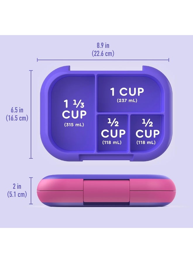 Kids Chill Leak-Proof Lunch Box - Included Reusable Ice Pack Keeps Food Cold 4-Compartment Bento Lunch Container Microwave Dishwasher Safe 2-Year Warranty Electric Violet