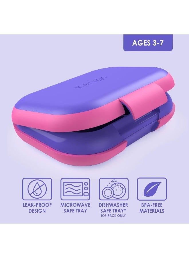 Kids Chill Leak-Proof Lunch Box - Included Reusable Ice Pack Keeps Food Cold 4-Compartment Bento Lunch Container Microwave Dishwasher Safe 2-Year Warranty Electric Violet