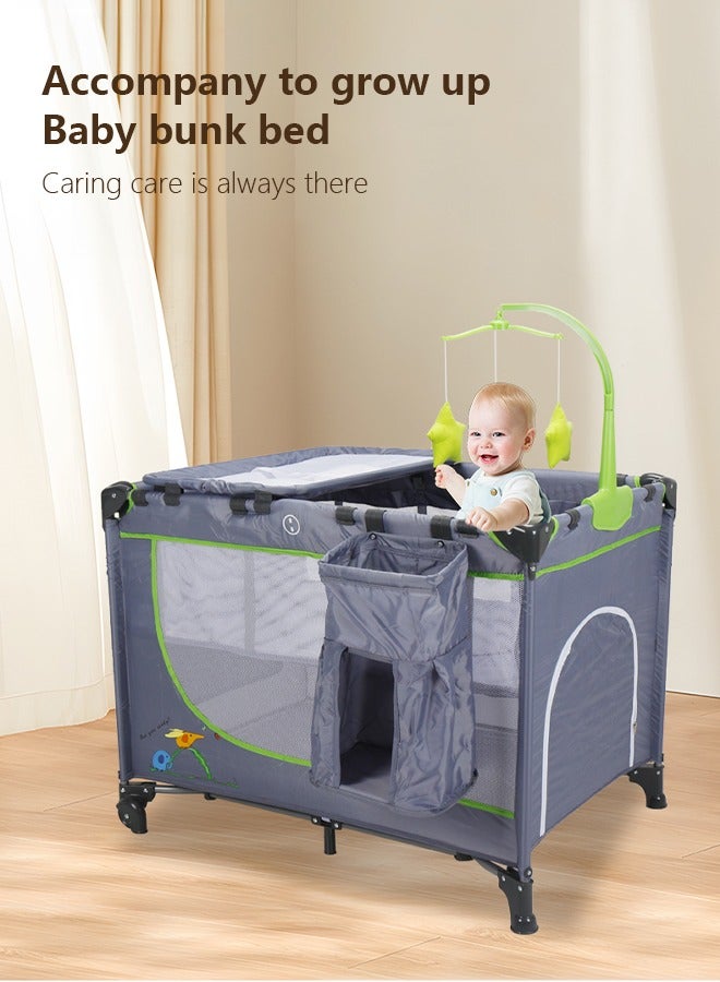 Bassinet Bassinet With Changing Table Multifunctional Portable Movable Splicing Bed Bedside Bassinet For Baby Grey