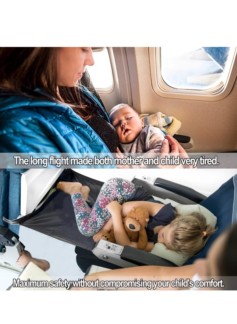 Airplane Footrest for Kids Toddler Airplane Travel Bed Airplane Travel Essentials Kids Portable Travel Foot Rest Hammock for Flights Kids Car Seat Baby Seat ExtenderAirplane Travel Bed Black