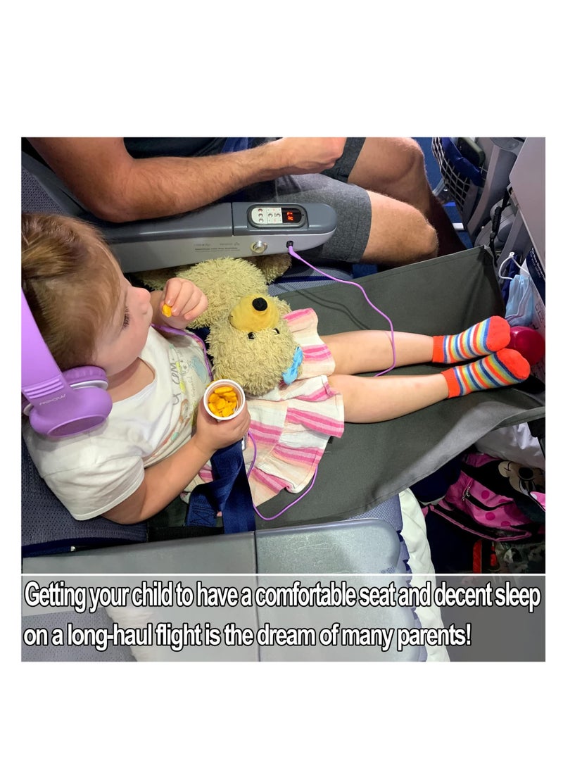 Airplane Footrest for Kids Toddler Airplane Travel Bed Airplane Travel Essentials Kids Portable Travel Foot Rest Hammock for Flights Kids Car Seat Baby Seat ExtenderAirplane Travel Bed Black