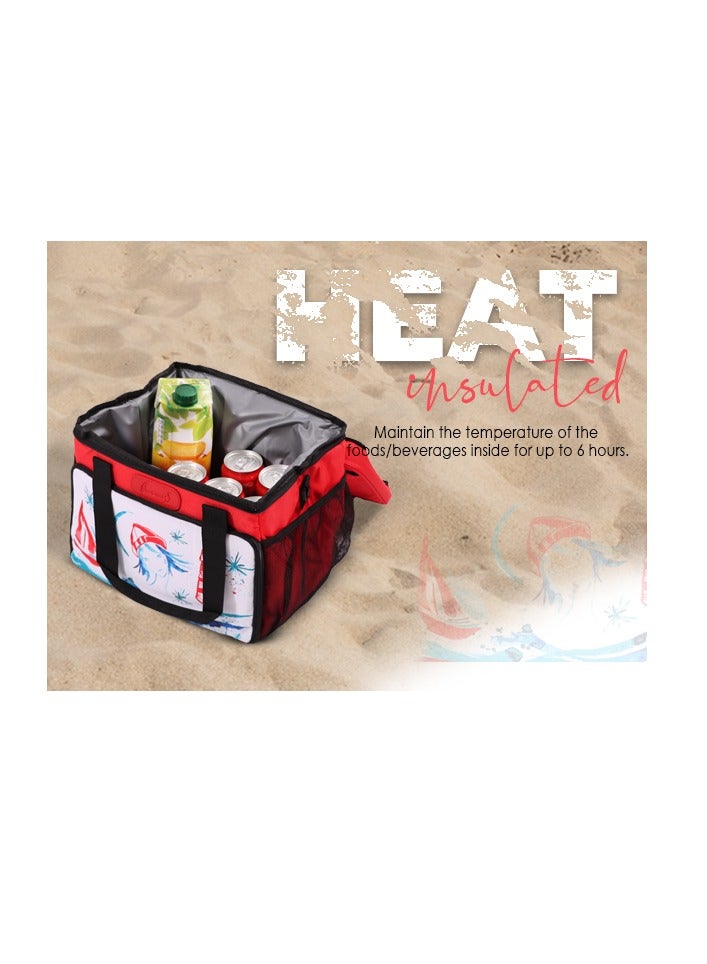 Insulated Lunch Bag, 18.5L Large Capacity, Light House Girl Design Food Storage Thermal Bag, Waterproof and Leakproof Insulated Lunch Bag for Men and Women, Cooler Bags for Picnic Hiking Beach, Red
