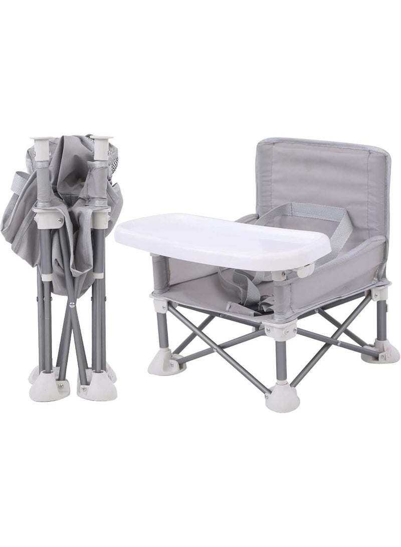 Baby Seat Booster High Chair,Space Saver High Chair, Portable High Chair, Folding Booster Feeding Chair,with Travel Bag(grey)