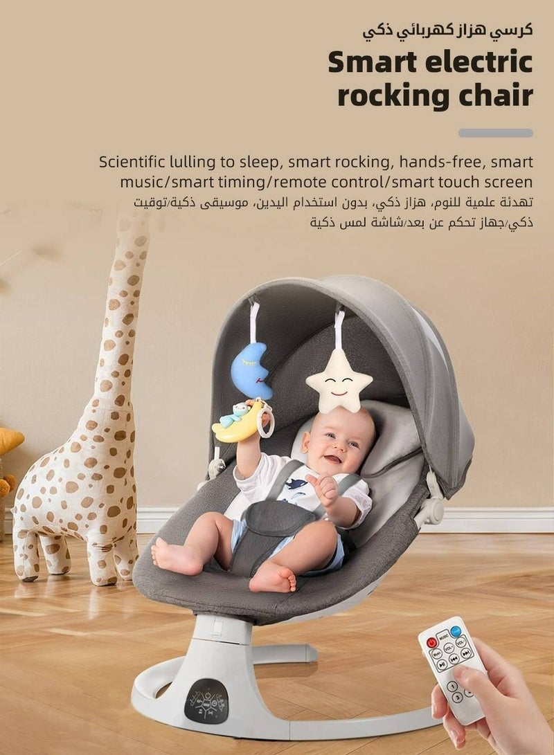 Baby Swing for Infant with Dining Table, Portable Babies Rocker Chair, Electric Bouncer for Infants Boys Girls, 3 Seat Positions 5 Speeds, Bluetooth Music, 5 Point Harness Belt and Remote Control