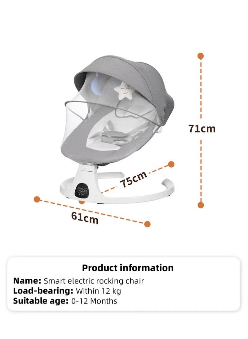 Baby Swing for Infant with Dining Table, Portable Babies Rocker Chair, Electric Bouncer for Infants Boys Girls, 3 Seat Positions 5 Speeds, Bluetooth Music, 5 Point Harness Belt and Remote Control