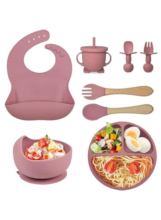 Uand Home Silicone Baby Feeding Set, 8 Pieces, Pink