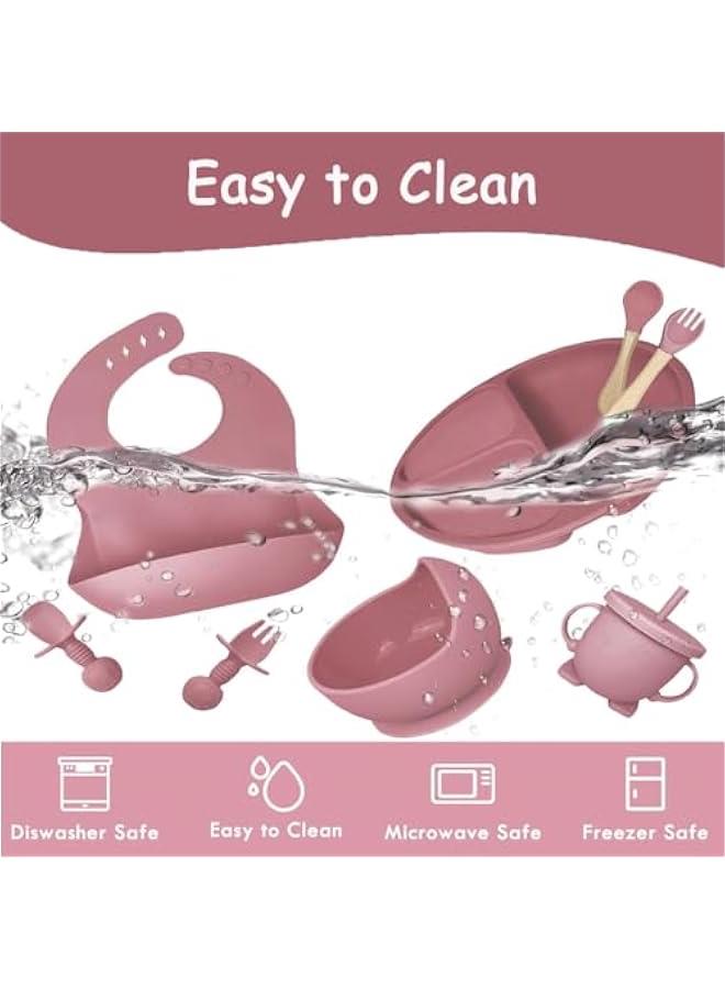 Uand Home Silicone Baby Feeding Set, 8 Pieces, Pink