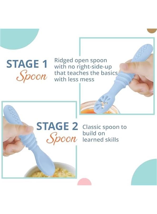 Premium Silicone Baby Feeding Set, 6 Months + (Light Blue, 10 Pieces)