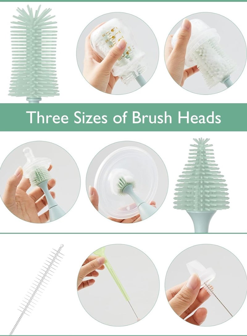Push-Press Bottle Brush Kit - Innovative Foam-Creating Design for Baby Bottles, Pumps and More