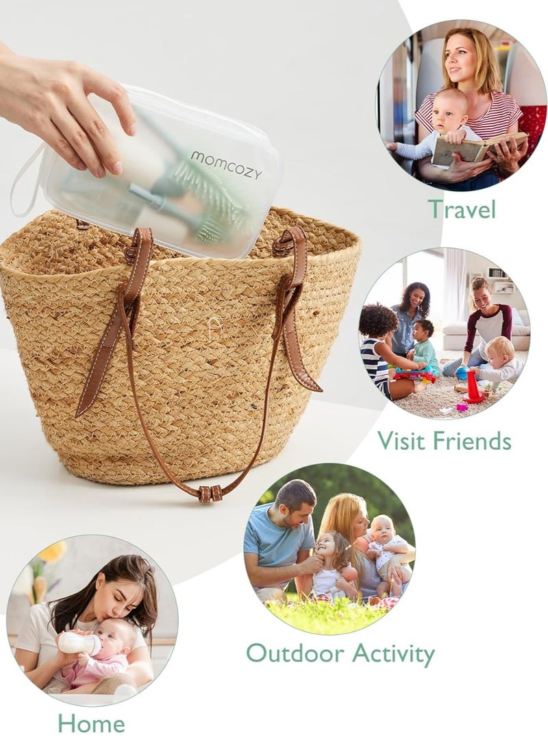 Push-Press Bottle Brush Kit - Innovative Foam-Creating Design for Baby Bottles, Pumps and More