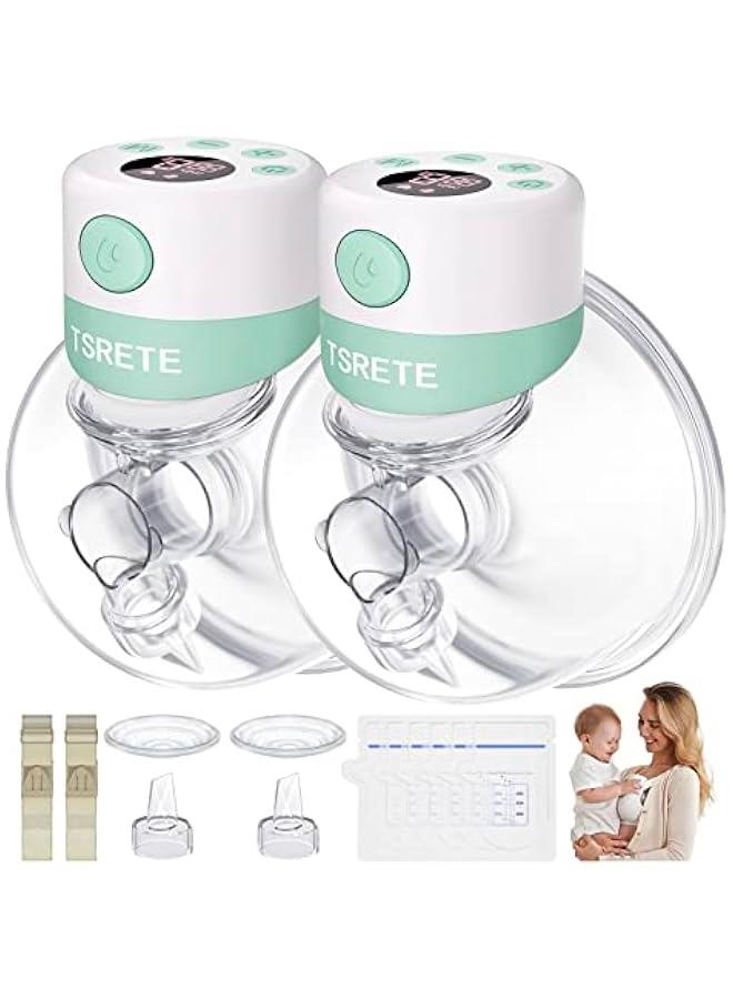 Double Wearable Electric Hands-Free Breast Pumps With 2 Modes, 9 Levels, Lcd Display, Memory Function, Rechargeable With Massage And Pumping Mode, 24Mm, Green