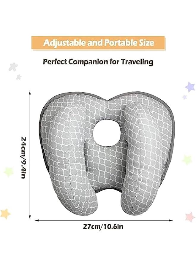 2 In 1 Baby Travel Head Neck Support Pillow, Car Seat Insert Cushion, Grey