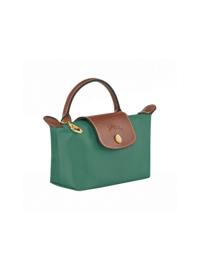 Longchamp Women's Classic Fashion Versatile Mini Makeup Bag, Handbag, Shoulder Bag, Handheld Small Bag Grass Green