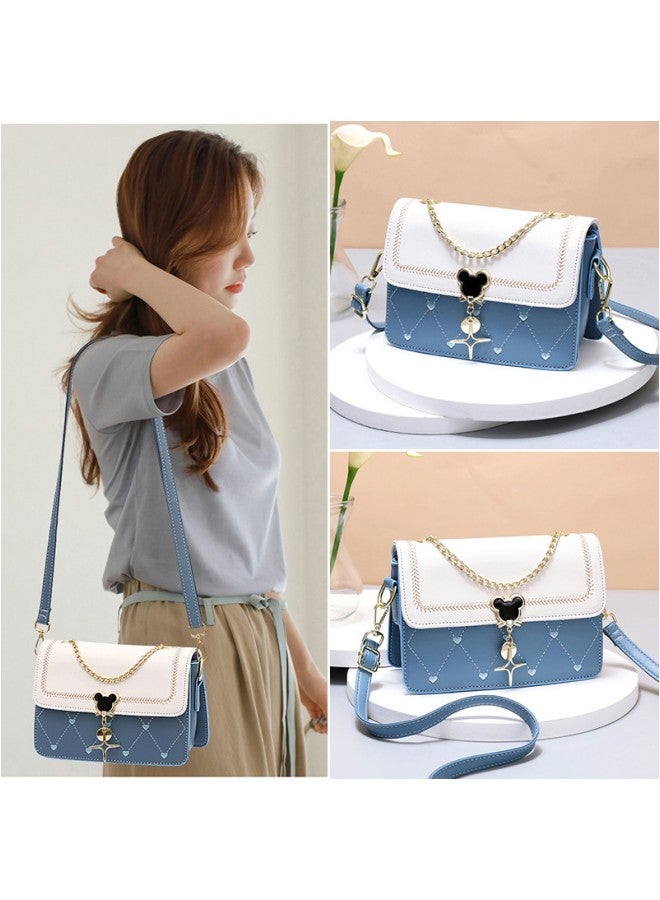 Women's Stylish Contrasting Shoulder Bag, Ladies Chain Handle Crossbody Bags Sling Bag Side Bag Carry Bag, PU Leather Small Square Bag Handbag Tote Bags Clutch Bag for Teenagers