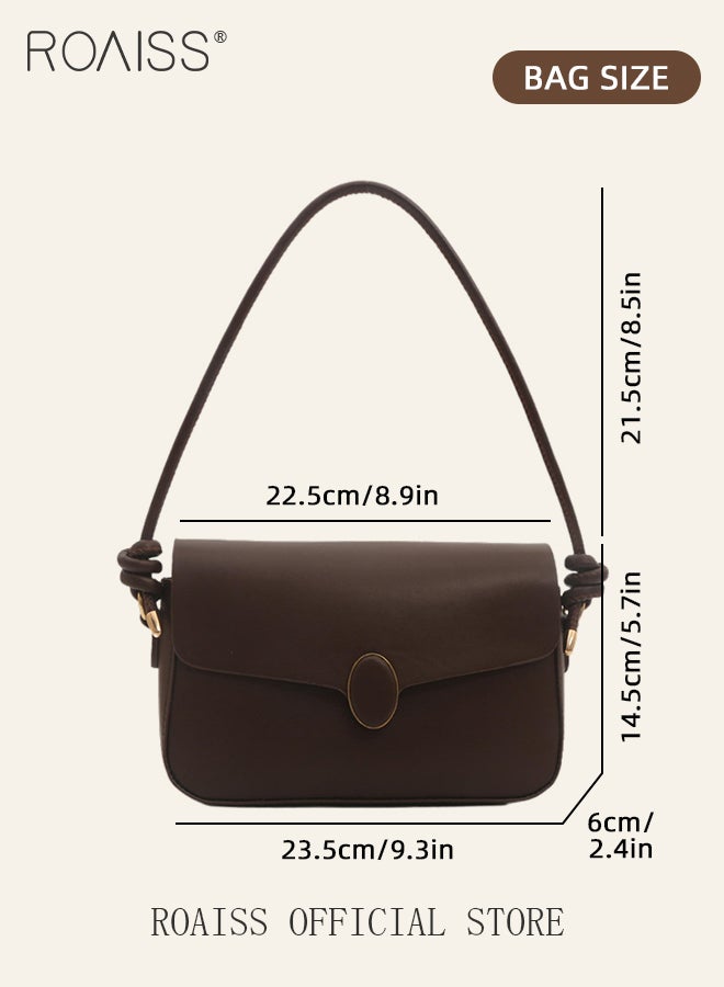 Stylish Retro Square Shoulder Bag for Women Trendy Minimalist Versatile Underarm Bag Ladies Girls Trendy Handbag Baguette Purse with Spacious Capacity and Hardware Buckle