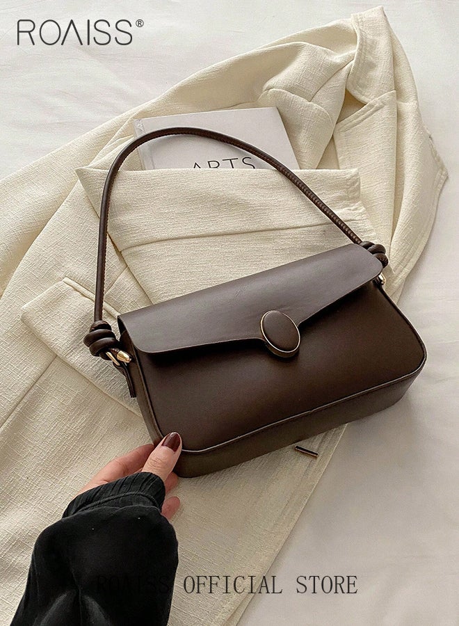 Stylish Retro Square Shoulder Bag for Women Trendy Minimalist Versatile Underarm Bag Ladies Girls Trendy Handbag Baguette Purse with Spacious Capacity and Hardware Buckle