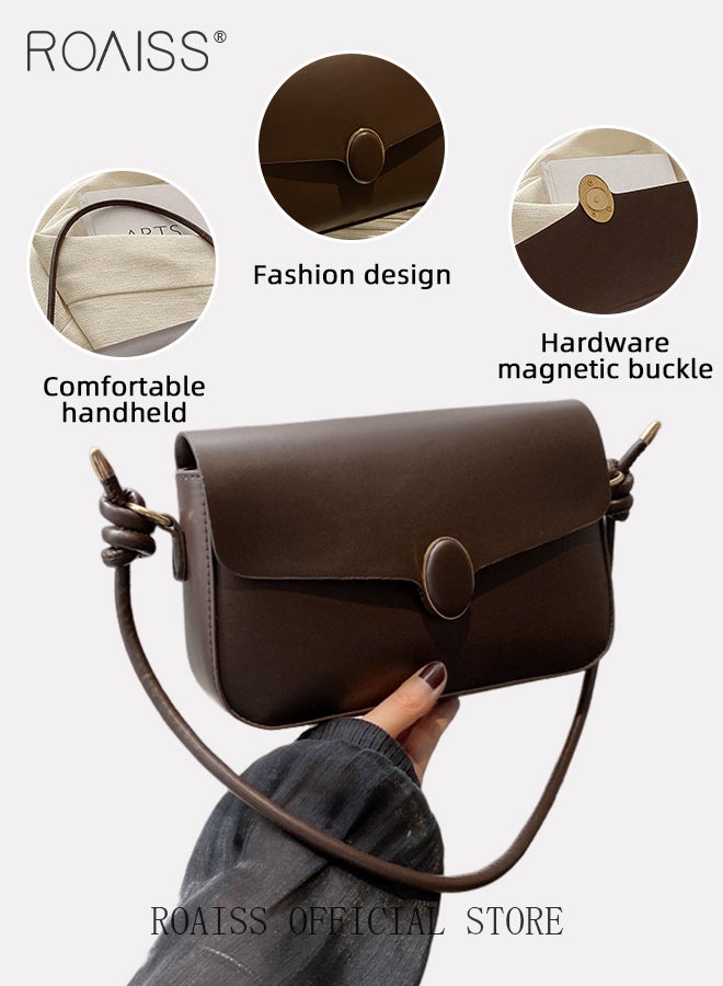 Stylish Retro Square Shoulder Bag for Women Trendy Minimalist Versatile Underarm Bag Ladies Girls Trendy Handbag Baguette Purse with Spacious Capacity and Hardware Buckle