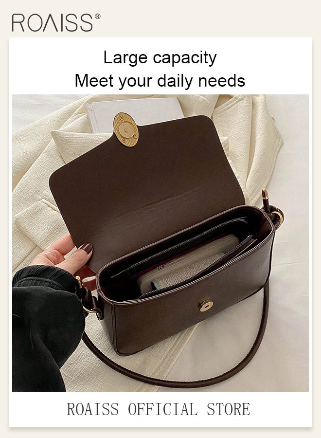 Stylish Retro Square Shoulder Bag for Women Trendy Minimalist Versatile Underarm Bag Ladies Girls Trendy Handbag Baguette Purse with Spacious Capacity and Hardware Buckle