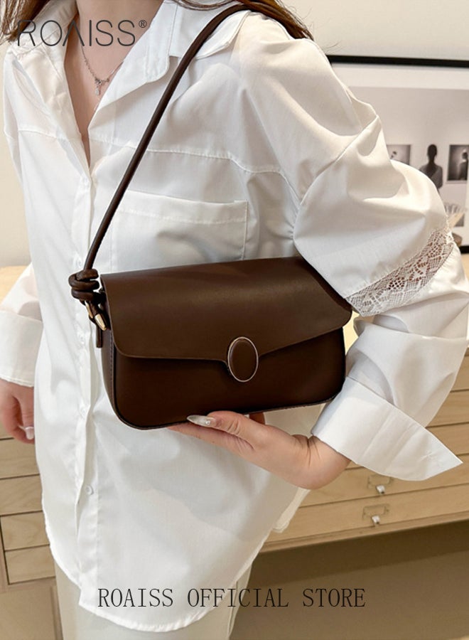 Stylish Retro Square Shoulder Bag for Women Trendy Minimalist Versatile Underarm Bag Ladies Girls Trendy Handbag Baguette Purse with Spacious Capacity and Hardware Buckle