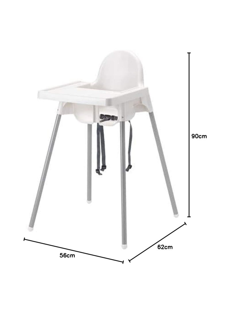 Adjustable High Chair With Tray And Safety Seat Belt For Children