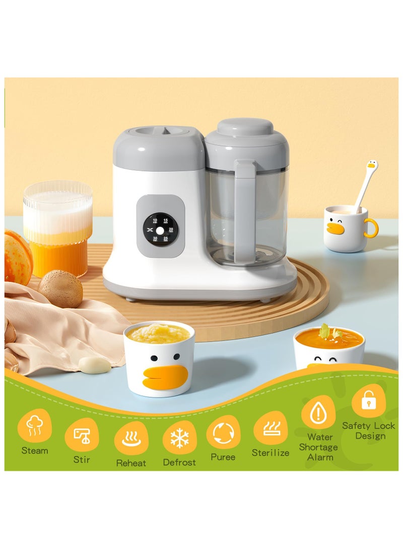 Baby Food Maker - One Button Rotate & Press Control, Baby Food in Minutes, Processor Steamer Puree Blender, Auto Cooking & Stirring, Healthy Homemade Food for Infants & Toddlers, White