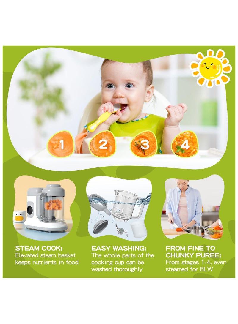 Baby Food Maker - One Button Rotate & Press Control, Baby Food in Minutes, Processor Steamer Puree Blender, Auto Cooking & Stirring, Healthy Homemade Food for Infants & Toddlers, White