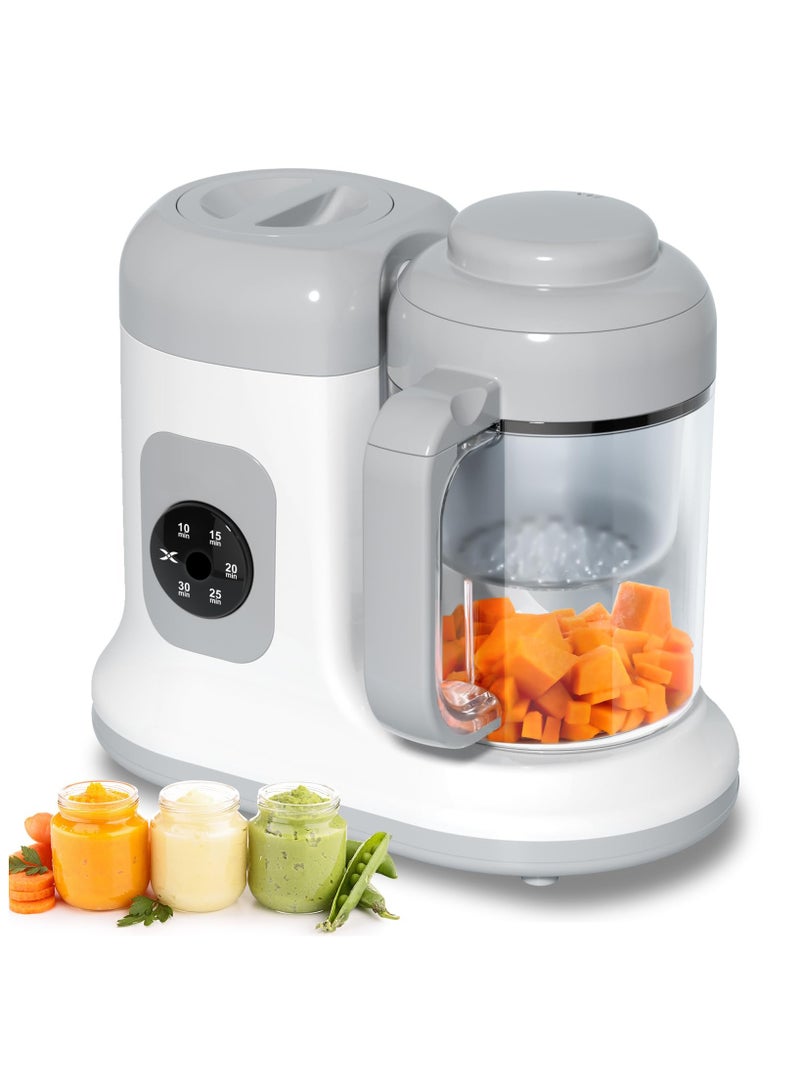 Baby Food Maker - One Button Rotate & Press Control, Baby Food in Minutes, Processor Steamer Puree Blender, Auto Cooking & Stirring, Healthy Homemade Food for Infants & Toddlers, White