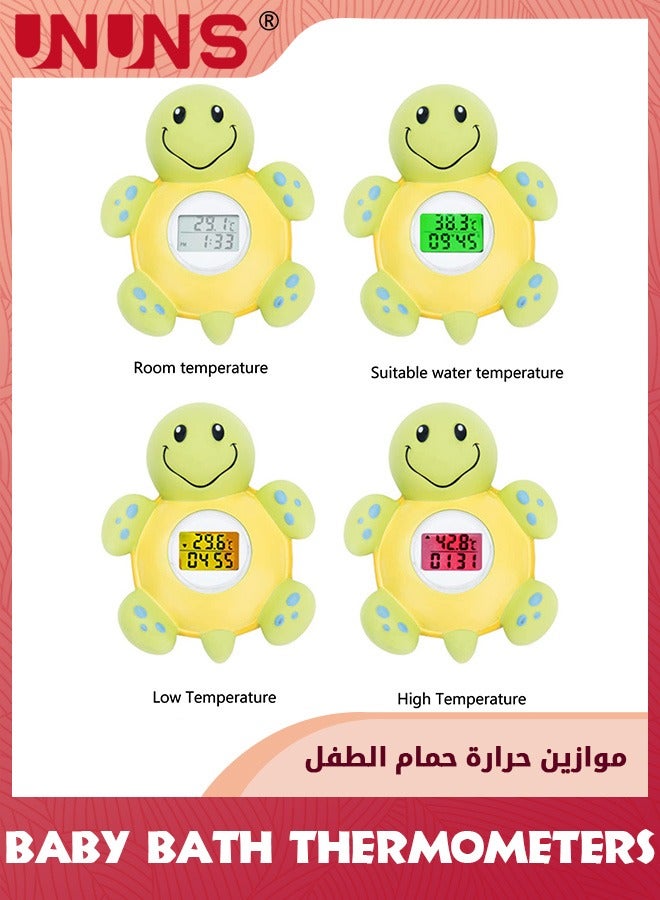 Baby Bath Thermometer,Cute Tortoise Bathroom Water Thermometer For Kids,Bathroom Safety Temperature Thermometer With Automatic Water Induction Switch,LED Temperature Warning,Smart Accurate