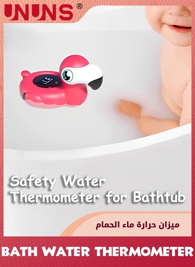 Baby Bath Thermometer,Flamingo Safety Thermometer,With Temperature Warning,Smart Accurate,Infant Bath Floating Toy,Pool Temperature Gauge For Hot Tub,Bathroom Safety Water Thermometer For Kids