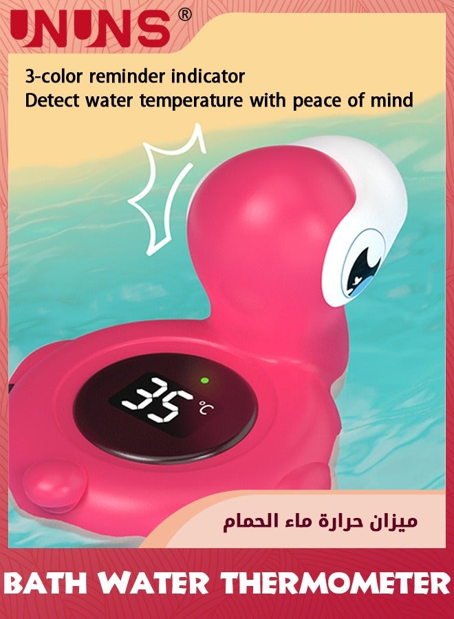 Baby Bath Thermometer,Flamingo Safety Thermometer,With Temperature Warning,Smart Accurate,Infant Bath Floating Toy,Pool Temperature Gauge For Hot Tub,Bathroom Safety Water Thermometer For Kids